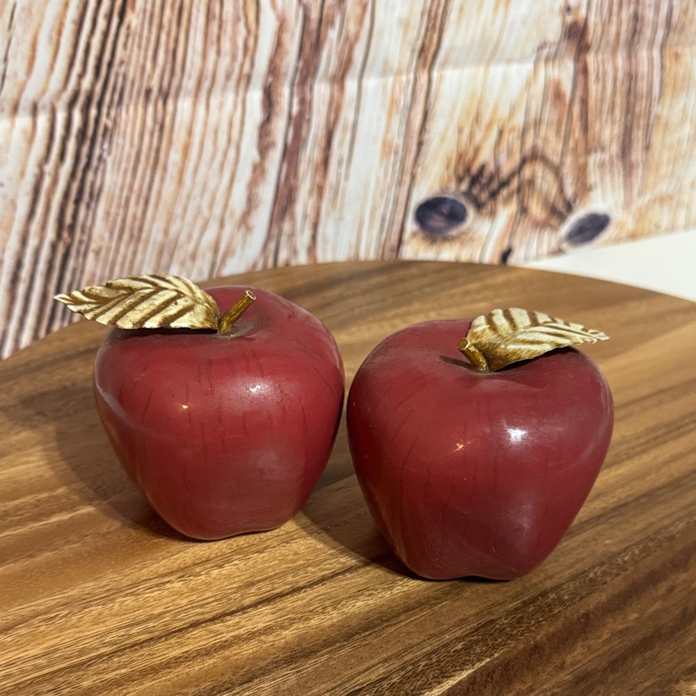 Elegant Red Apple Decor Pair